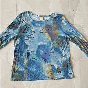 Desigual Blue Artistic 3/4 length Sleeve Tee